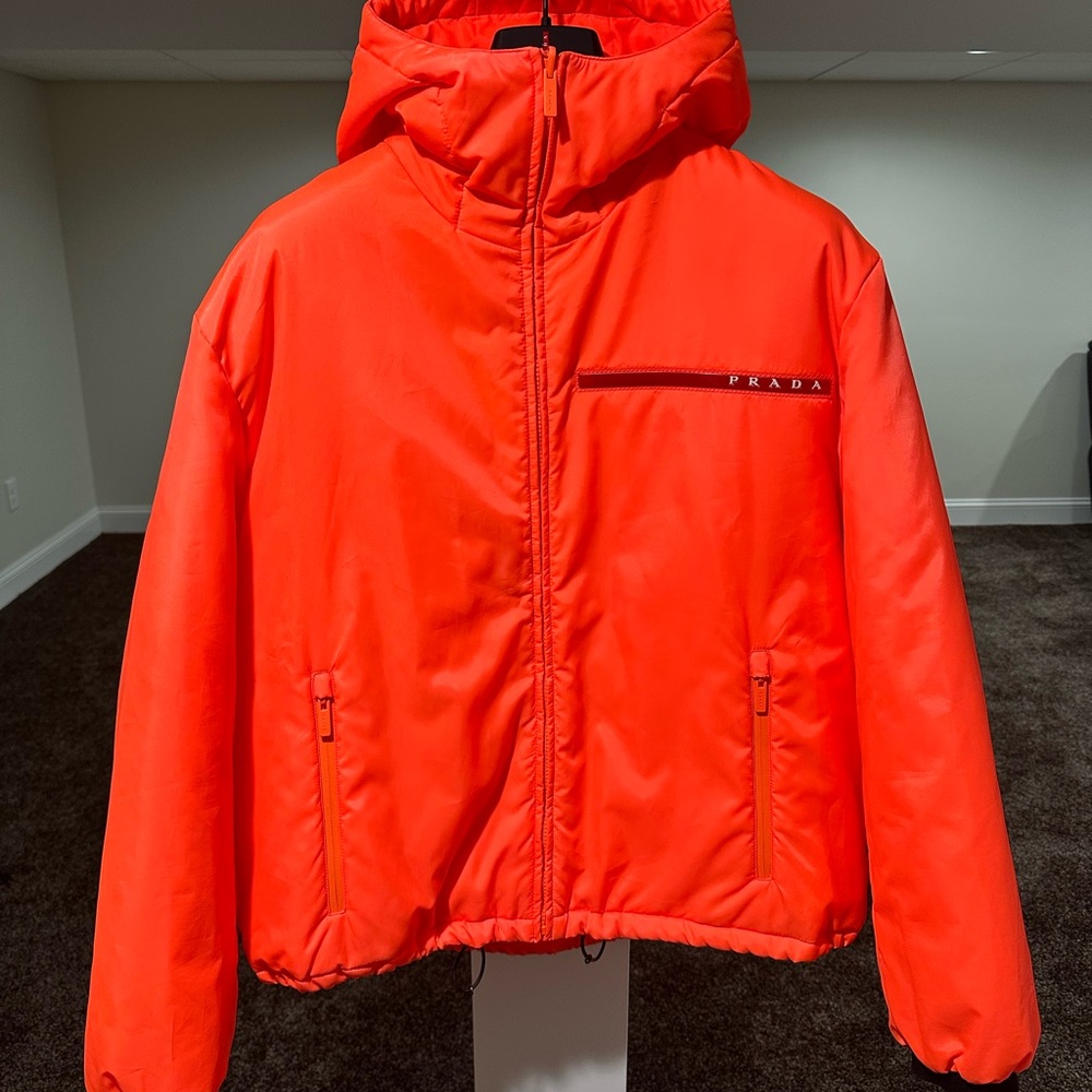Prada Linea Logo Stripe Linea Rossa 2018 Tech Orange Jacket